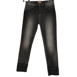Driftwood Jackie Skinny Jeans Women's 28 Classic Fit Black Denim Embroidered